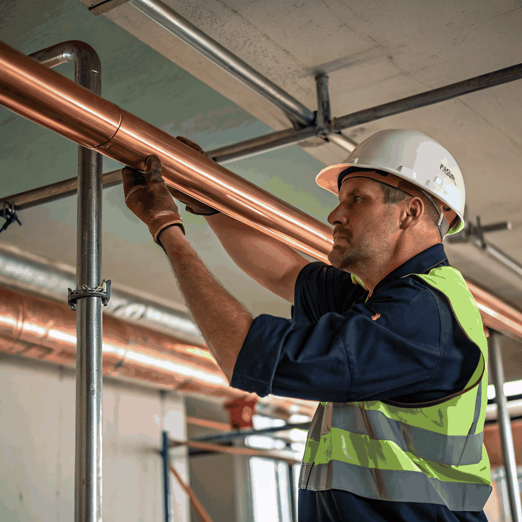 Mario Brothers Plumbing team working on industrial pipe infrastructure